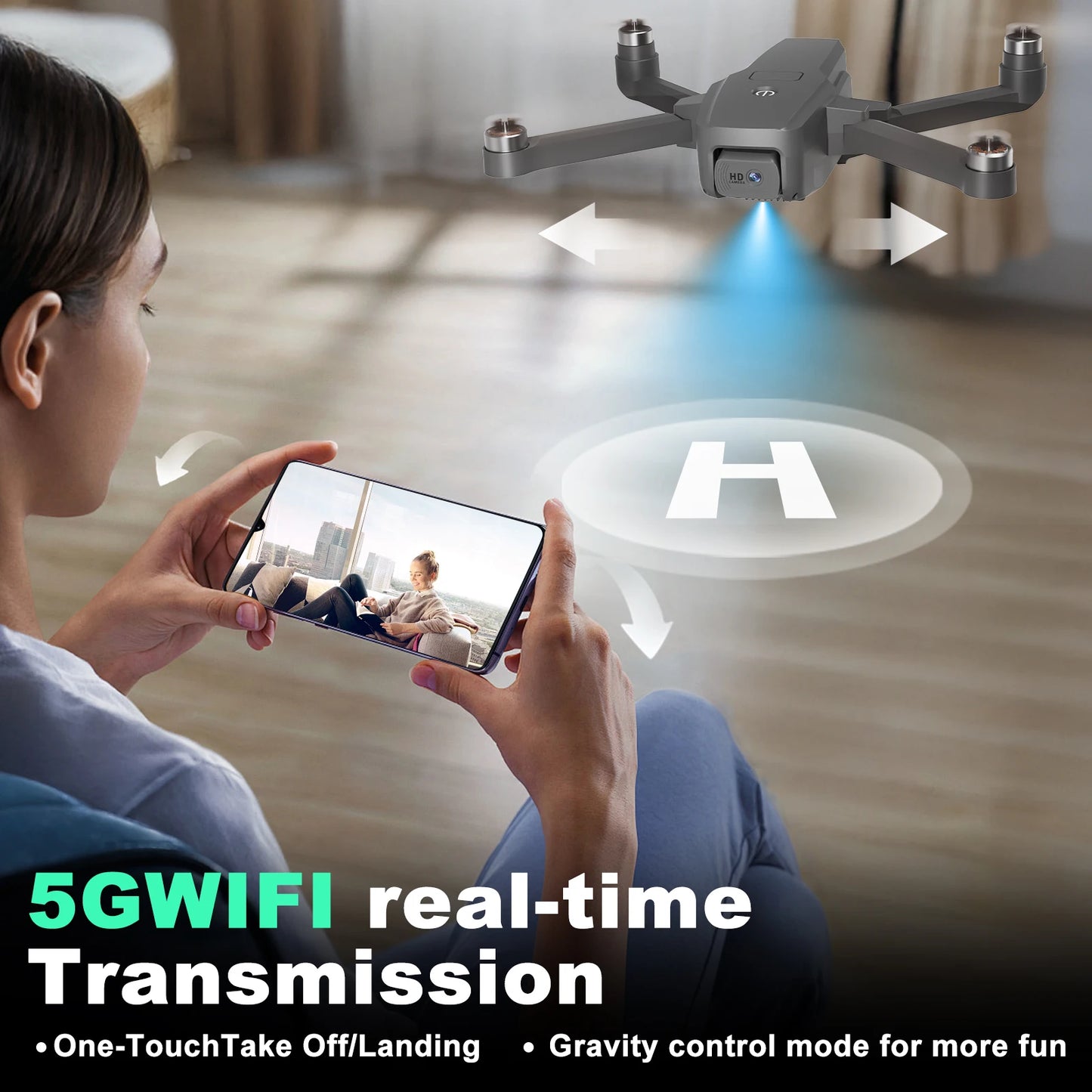 IDEA16 Drone with Camera 4K with Dual Camera 2 Batteries 5G WIFI RC Drone with Brushless Motor Optical Flow for Adult Children