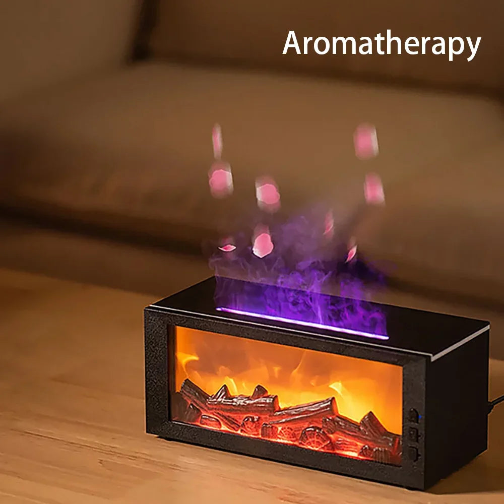 300Ml Essential Oil Diffuser with Colorful Flame, Aromatherapy Machine, Air Humidifier, Auto-Off, Timer & Remote Control for Hom