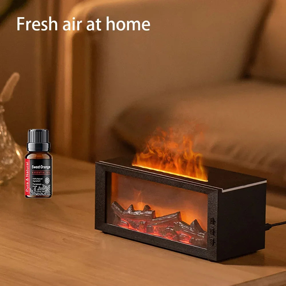 300Ml Essential Oil Diffuser with Colorful Flame, Aromatherapy Machine, Air Humidifier, Auto-Off, Timer & Remote Control for Hom