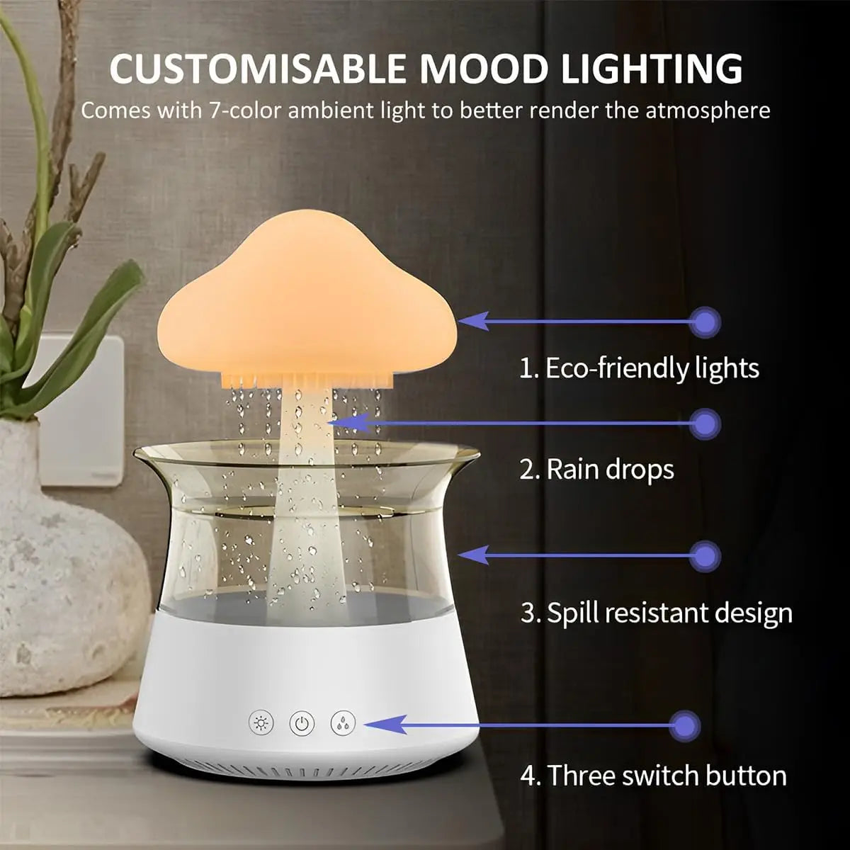 Rain Cloud Humidifier Aroma Diffuser with 7Colors Night Light Aromatherapy Essential Oil Diffuser Air Humidifier